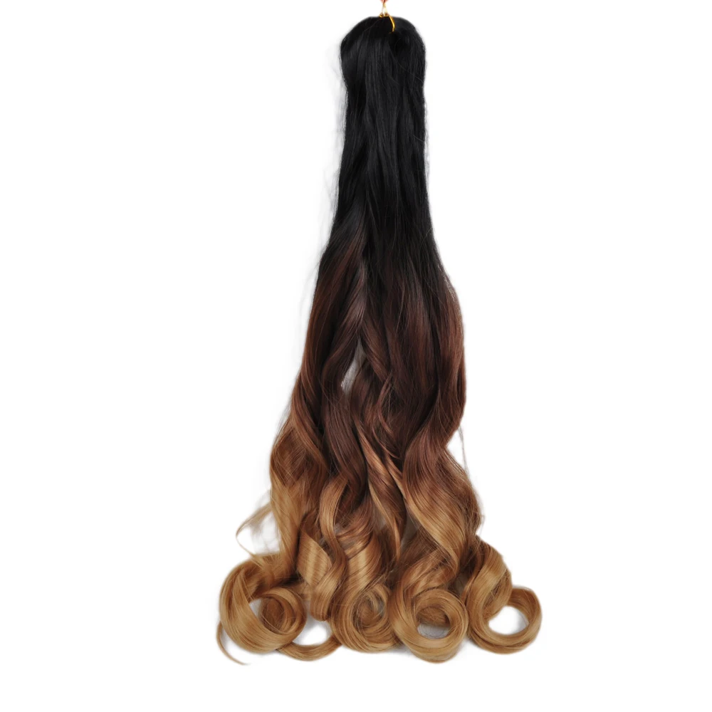 Synthetic 26 Inches Loose Wave Crochet Braids Hair Ombre Spiral Curls Pre Stretched Braiding Hair Extensions For Black Woman