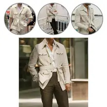 

Terrific Spring Coat Solid Color Streetwear Simple Stripe Autumn Shirt Men Coat Spring Coat