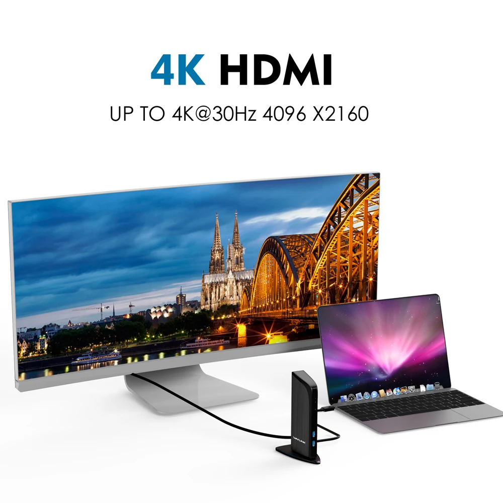 Wavlink USB C Dual HDMI 4K Универсальная док-станция Gigabit Ethernet с USB3.0 портами питания зеркальная видео док-станция
