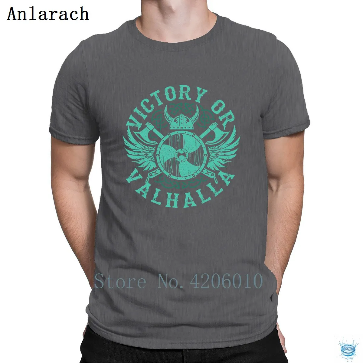 Победа или Валгаллу Викинги дизайн футболка Семья дешевая, с круглым вырезом Футболка для Для мужчин печати последняя новинка Anlarach топы, футболки
