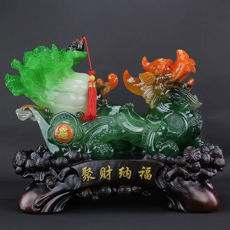 

Lucky Pixiu Jade Cabbage Decoration Golden Toad Crafts Office Living Room TV Cabinet Entrance Home Furnishings Wine