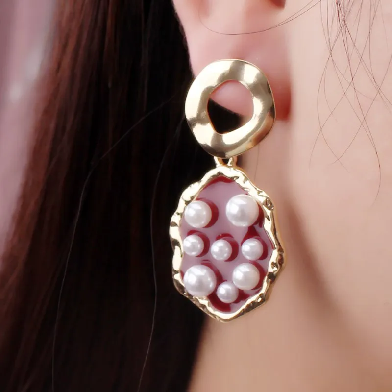 Корейские стильные круглые леопардовые серьги в форме сердца и цветов для женщин, модные геометрические серьги с капельным жемчугом, ювелирные изделия, подарок для девочки - Окраска металла: 1071