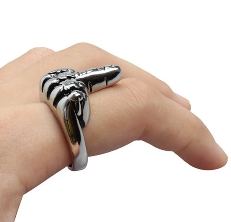 Rock Style Ring Vertical Middle Finger Pattern Jewelry Ring For Men finger ring