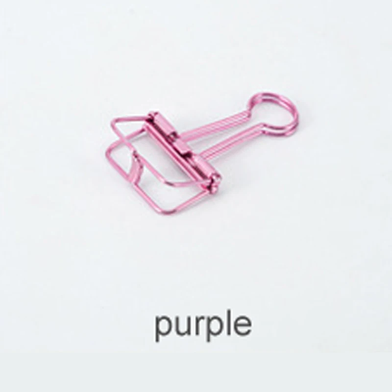 purple Выдолбленный дизайн, цветной металлический зажим, пружинный зажим, офисные школьные принадлежности, скрепки, зажимы для заметок, переплет, принадлежности - Цвет: purple