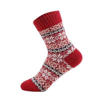 

Fashion Women Men Socks Retro National Style Printed Woolen Soft Breathable Wicking Christmas Socks New