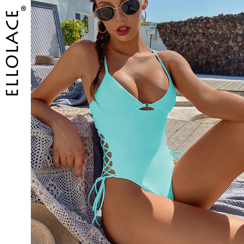EllolaceSwimwearWomenBandageSwimsuitOnePieceBodysuitWomen