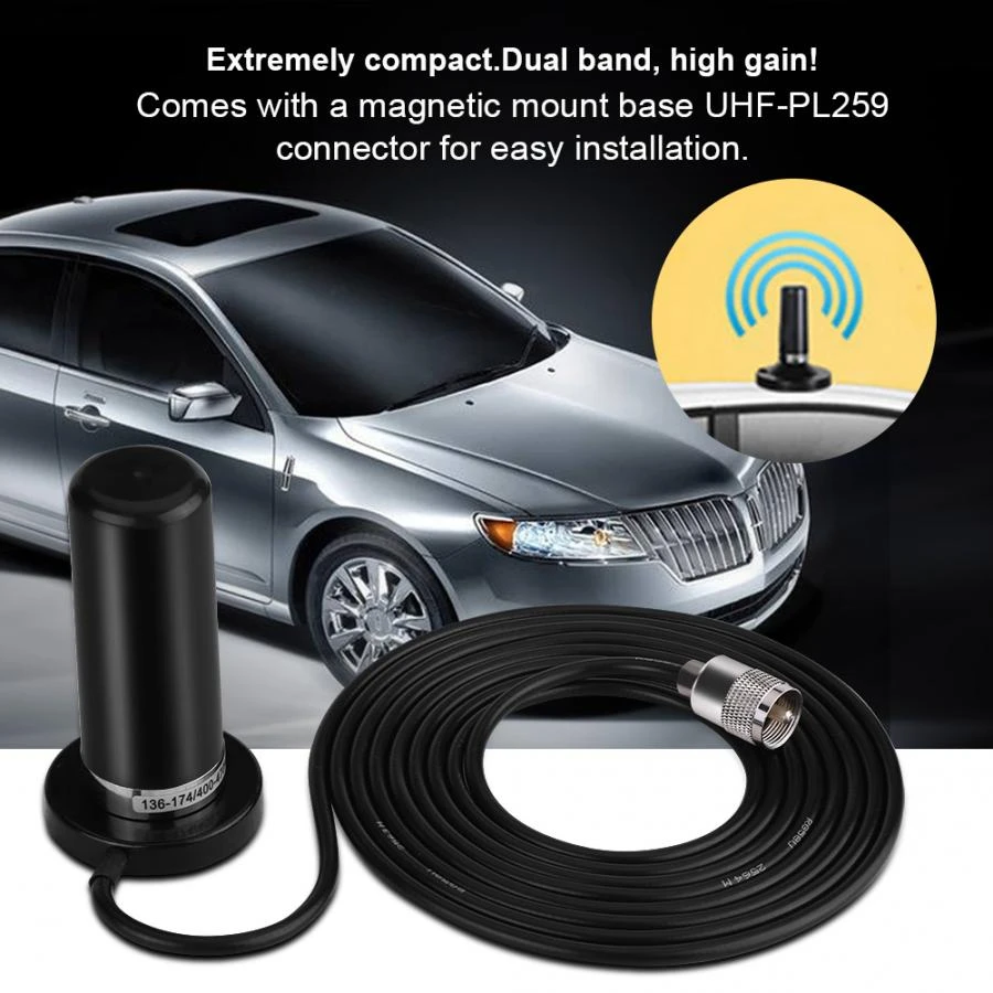 Cable de antena de Radio Universal para coche, antena vehículo de doble banda VHF/UHF con Base de montaje magnético vehículo y camión|Antenas de comunicaciones| - AliExpress