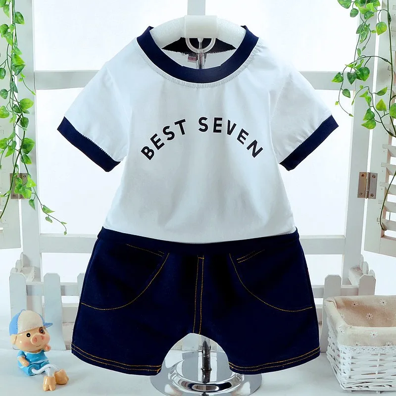 

Kids Boys Girls Letter Pattern Suit Clothes 2 pcs Sets Short Sleeve Tops Shorts Children 0-36 Month Baby Costume