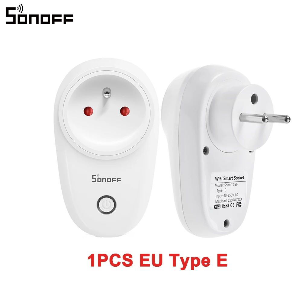 1/3/5PCS Itead SONOFF S26 WiFi Smart Plug EU Power Socket Wireless Outlet Timer Remote Control Works with Alexa Google Home 
