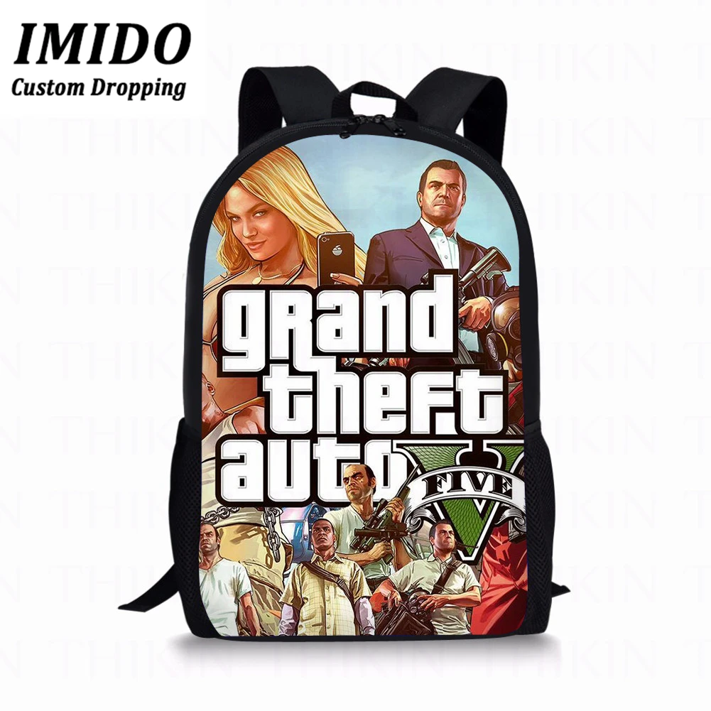 IMIDO детская школьная сумка Grand Theft с автоматическим принтом, полиэстеровый школьный рюкзак для студентов, популярные игры для девочек и мальчиков, школьные сумки для книг, Mochila - Цвет: WLL3663