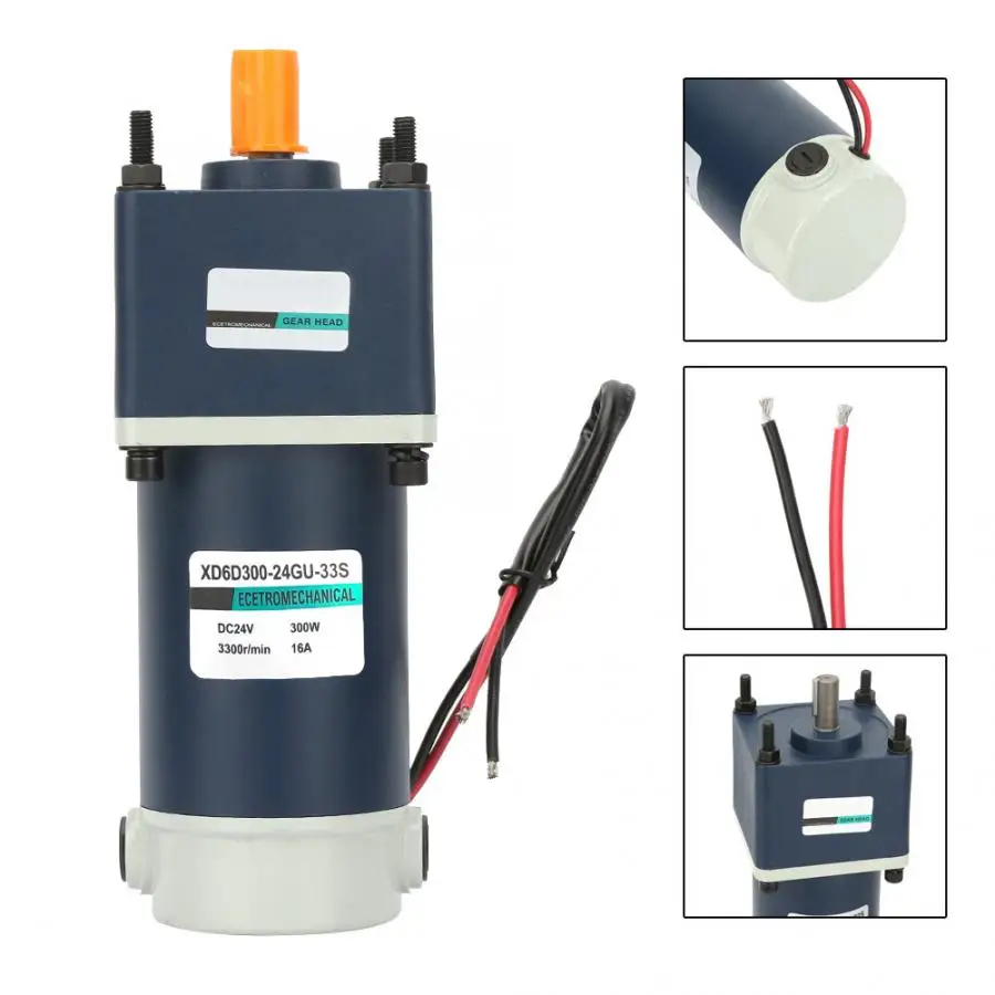 

DC Geared Motor 24V 300W High Torsion Permanent Magnet Reductor Engine DC Reversible Reduction Geared 15mm Shaft