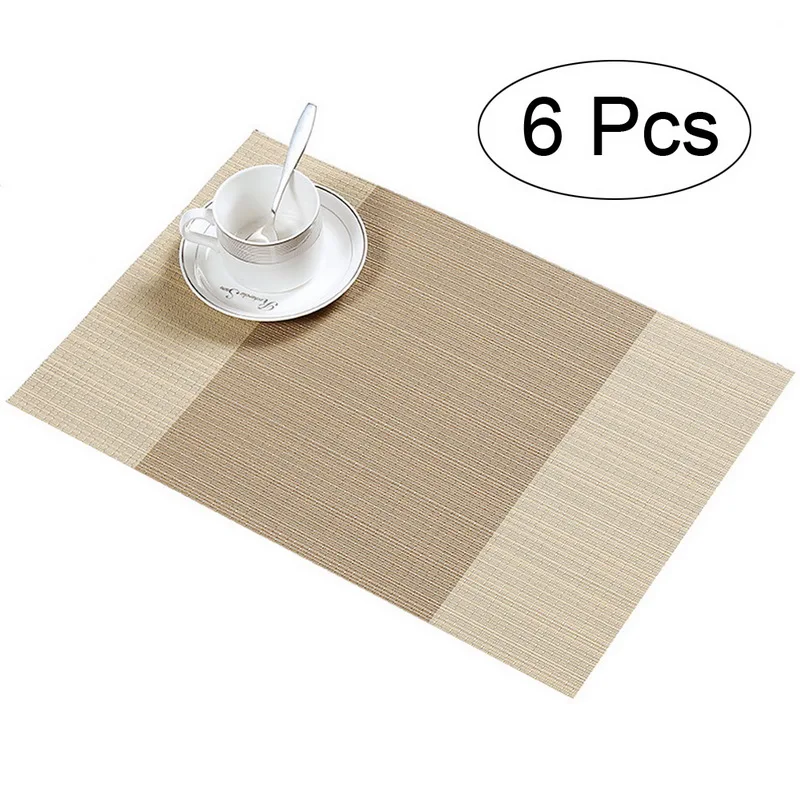6pcs beige 6 шт. моющийся ПВХ обеденные подставки под кружки дисковые чаши колодки подставки Водонепроницаемая скатерть коврик противоскользящие салфетки - Цвет: 6pcs beige