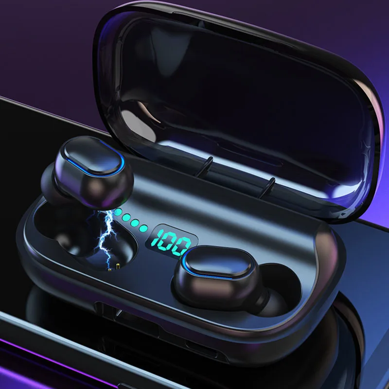 Tws Bluetooth 5 0 Sport Earphones Led Earbuds Headphone Function Digital 9d Stereo Private New Waterproof Touch Control