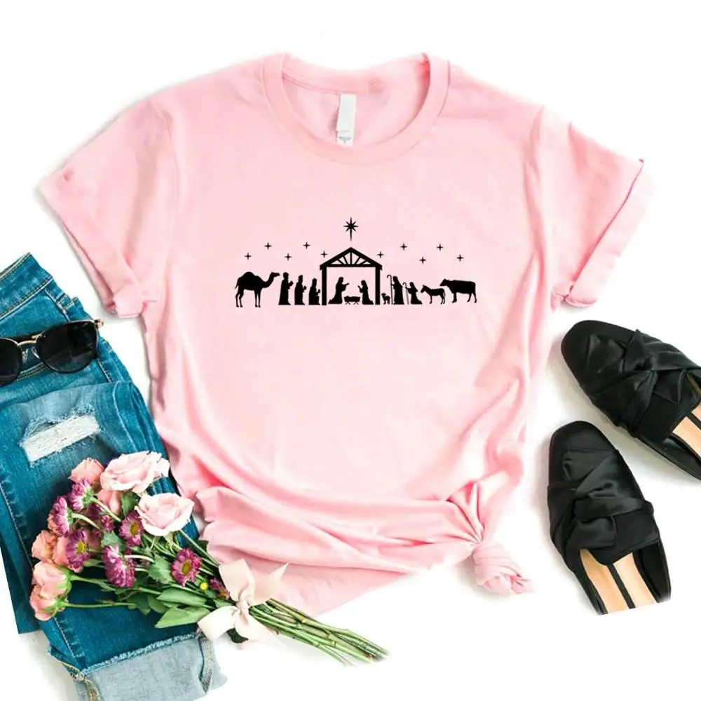 Женские футболки с рождественским принтом, хлопковая Повседневная забавная Футболка для леди Йонг, топ, хипстер, 6 цветов, NA-874 - Color: Pink
