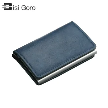 

BISI GORO 2019 New Automatic Credit Card Coin Purse Men Aluminum Wallet Back Pocket ID Card Holder RFID Blocking Mini Wallet