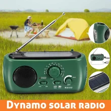 Аварийный портативный солнечный Кривошип AM/FM погодное радио с светодиодный фонарик с зарядным интерфейсом для сотового телефона