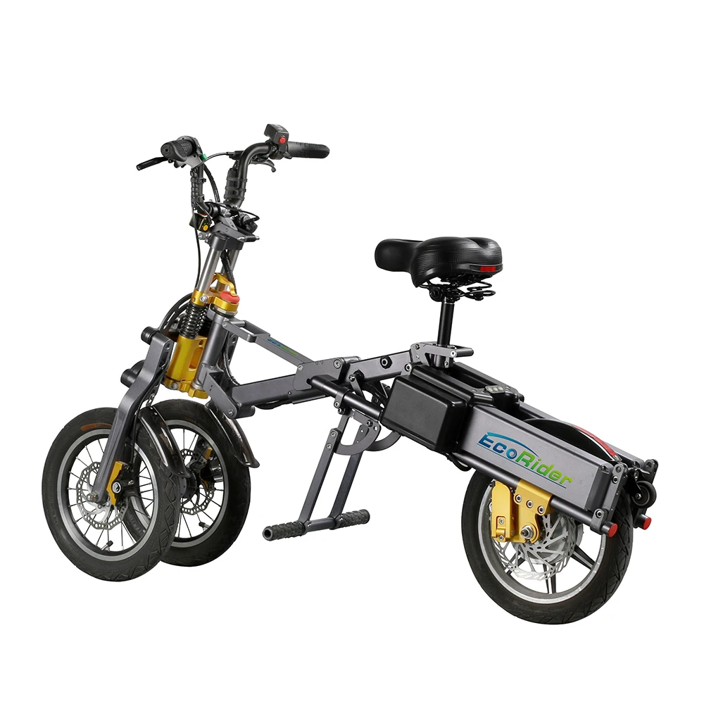 Discount E6-7  Hot selling  EcoRider  250W 48V Foldable Electric Bike Electric Bicycle with Lithium Battery 0