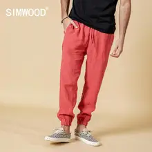 Демисезонные мужские брюки SIMWOOD, штаны из льна длиной до щиколотки, брюки с эластичным поясом на завязке,, штаны батальных размеров, 190095