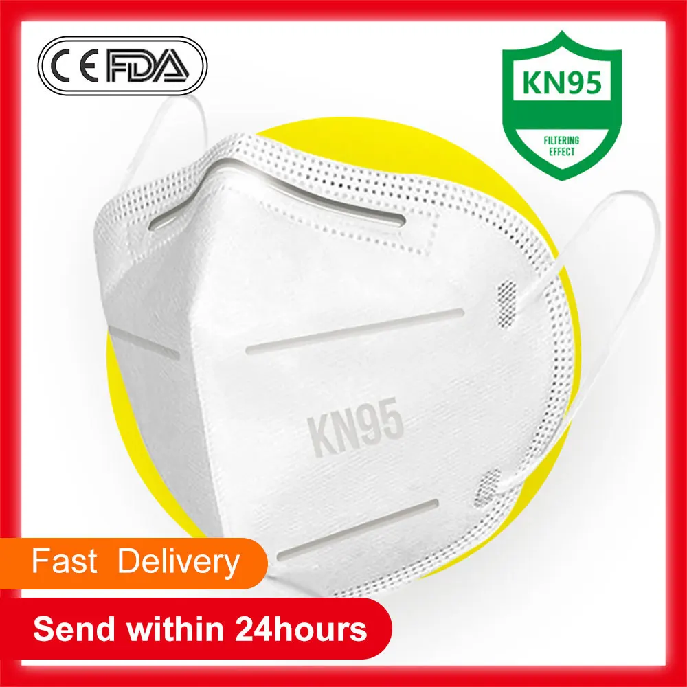 

50pcs KN95 Mask 95% Filtration Anti Dust Bacterial N95 Mask Dustproof PPE Protective Mask Face Mouth Cover Features as