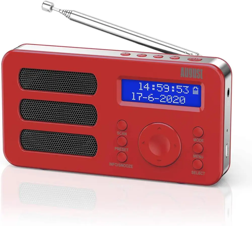 PortableDigitalRadioAugustMB225DABDABFMRDSFunctionDualAlarm