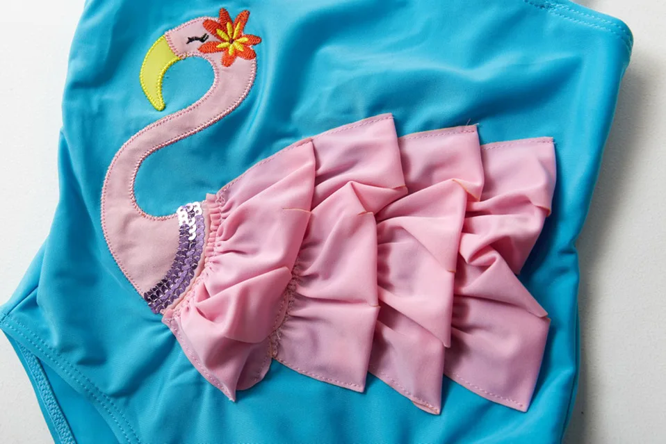 Funfeliz/Одежда для купания для маленьких девочек с объемным изображением фламинго; слитный купальник для девочек; детский купальный костюм; От 2 до 6 лет
