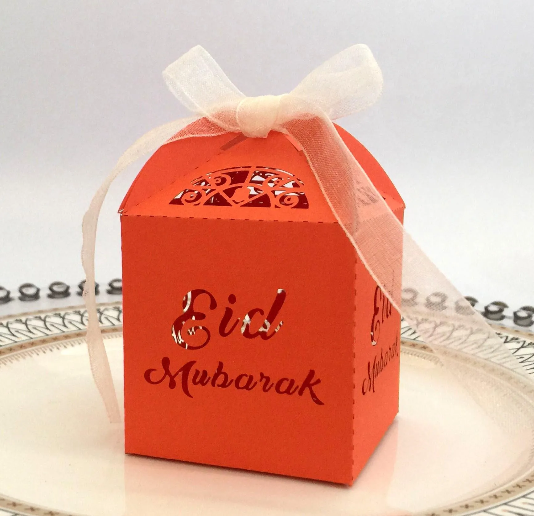 100 шт./лот Eid Мубарак лазерная резка коробки конфет шоколадные Рамадан карем