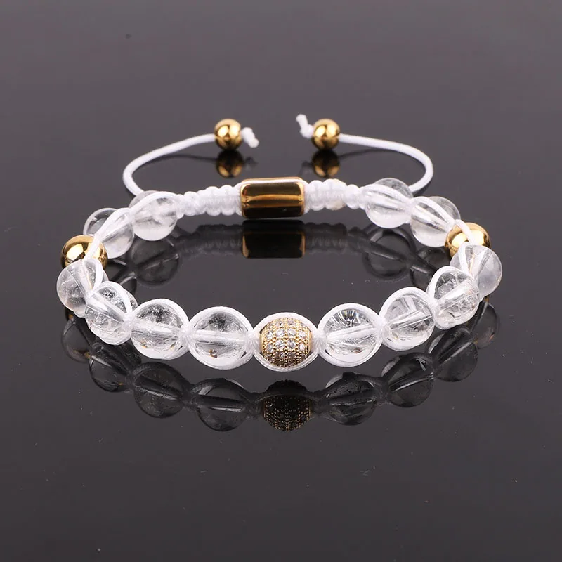 New Design Natural Stone Citrine Crystal Quartz Beads CZ Pave Charm Friendship Macrame Beads Bracelet Women - Image 5
