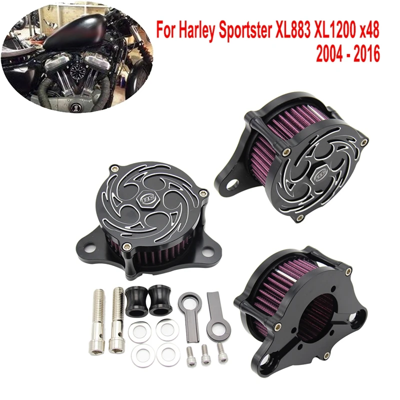 Черный ЧПУ воздухоочиститель Впускной фильтр для Harley Sportster Iron Xl 883/1200 на заказ 04-15