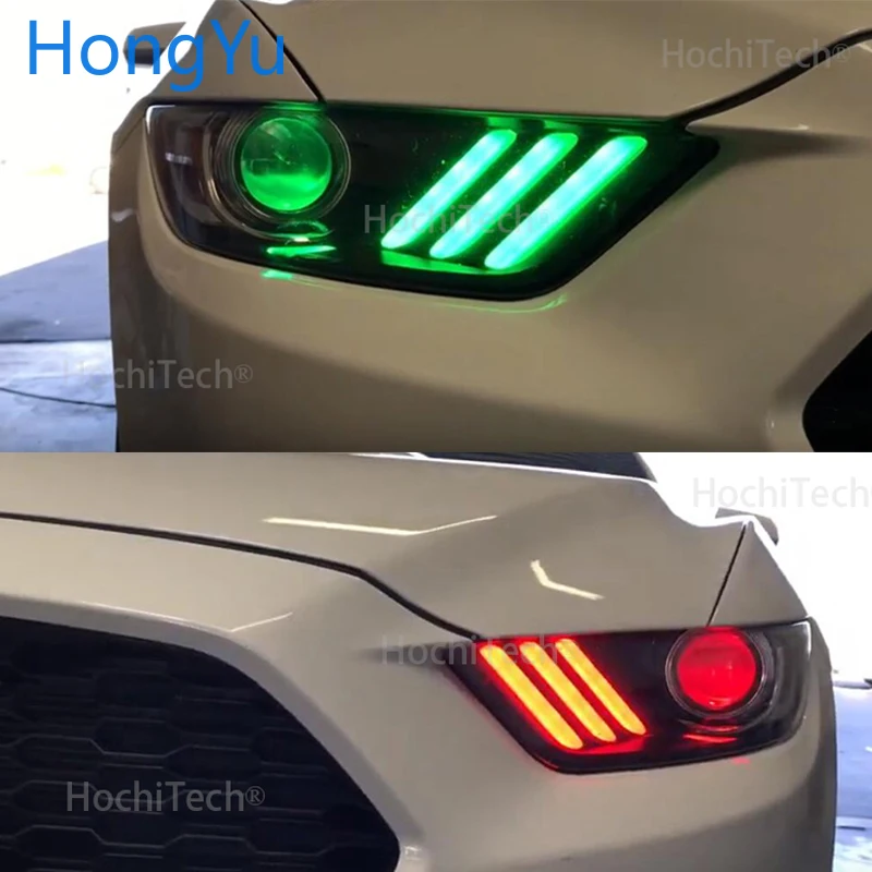 Для Ford Mustang 2015 2017 Angel Eye Halo кольца последние фары многоцветные RGBW светодиодный