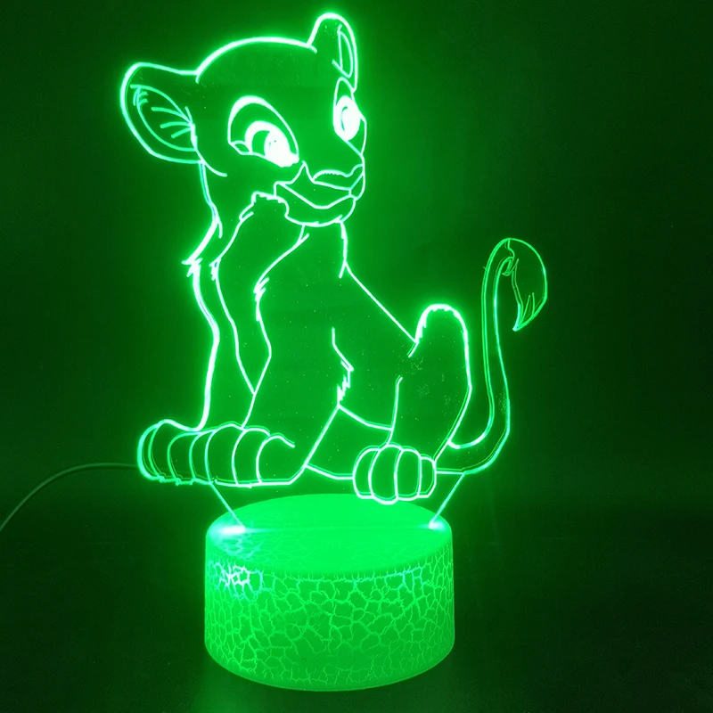 Животных Король Лев Нала "3D лампа с героями мультфильмов Лидер продаж Батарея работает сенсорный экран Сенсор красочные с пультом дистанционного управления светодиодный Ночной светильник