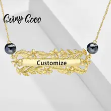 Hawaiian Personalized Custom Name Necklace & Pendant Fashion Crystal Pearl Flower Jewelry Necklaces Chain Mother Day's Gifts