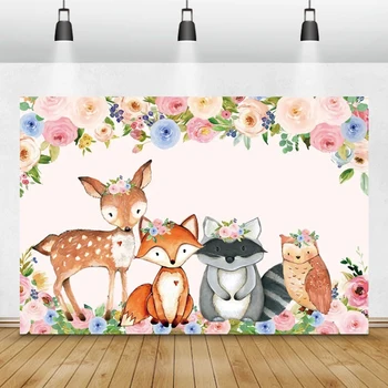 

Laeacco Photographic Backdrops For Baby Shower 1stBirthday Tropical Animals Safari Party Photo Backgrounds For Photo Studio