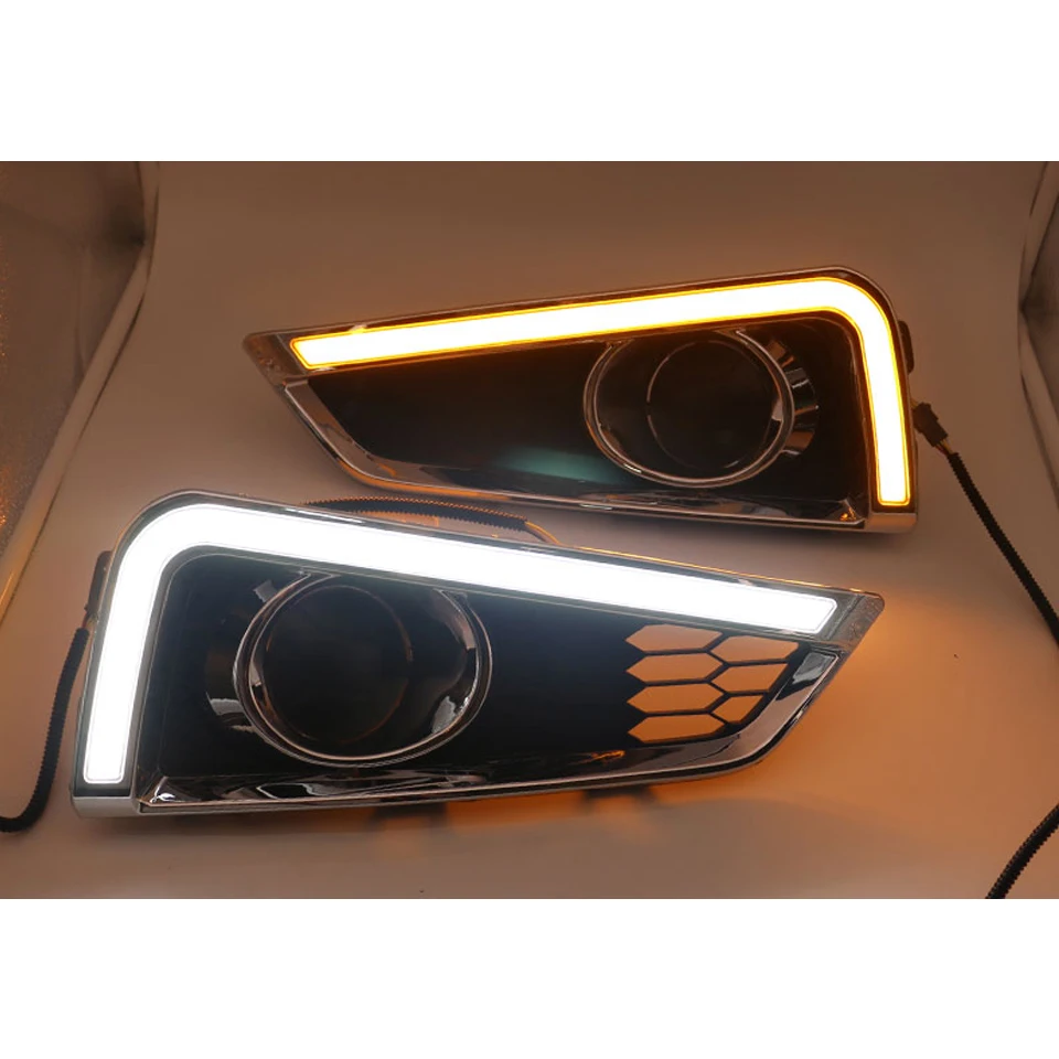 Автомобильный Стайлинг 2 шт. DRL Светодиодный дневной светильник для Honda City с функцией Желтый сигнал поворота светильник - Испускаемый цвет: white yellow