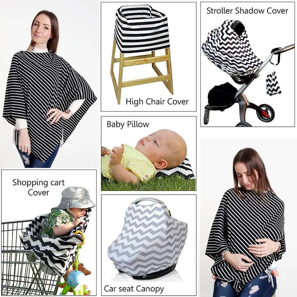 Gloriou Source Baby Carseat Cover Newborn Breast Feeding Covers Modal Striped Baby Shopping Chart Cover Women Clothes