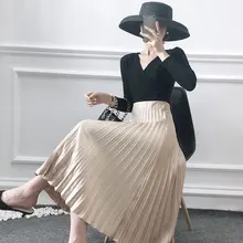 Bonjean зимняя женская однотонная плиссированная юбка Anke длина Повседневная Высокая талия длинные юбки женские толстые большие размеры Модные женские Falda