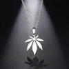 DOTIFI Stainless Steel Necklace For Women Man Maple Leaf Choker Pendant Necklace Engagement Jewelry ► Photo 2/6