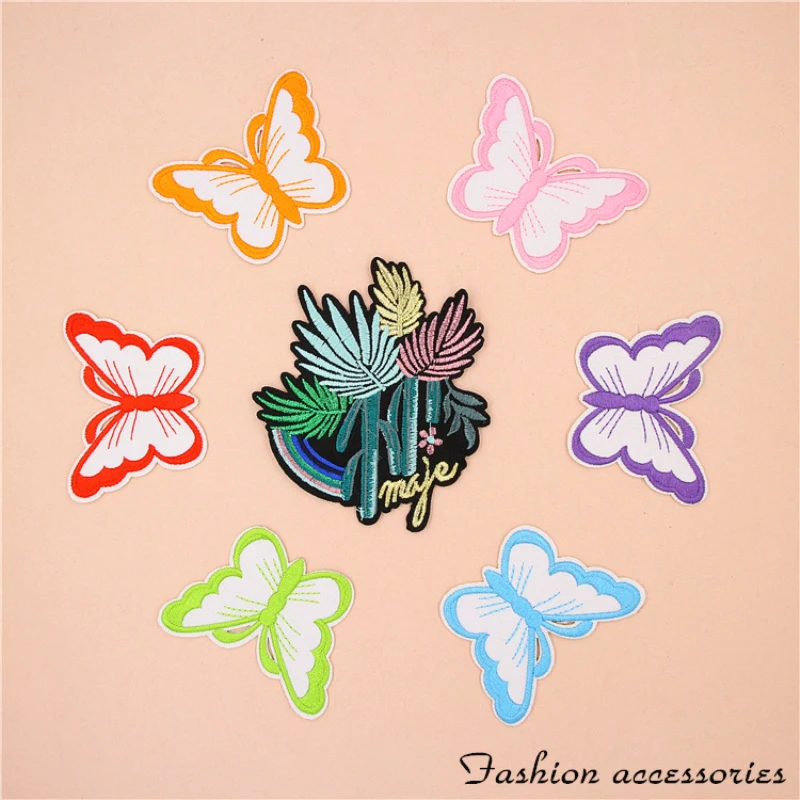 

Butterfly Pattern Embroidered Iron-on Patchs for Badge Bag Hat Cap Jeans Applique Fabric stickers decoration scrapbook