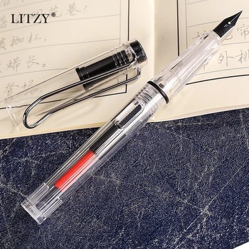 

1pcs Transparent Fountain Pen EF/F Nib Replace Ink Parallel Pen School Calligraphy Pens Student Office Stationery Supplies