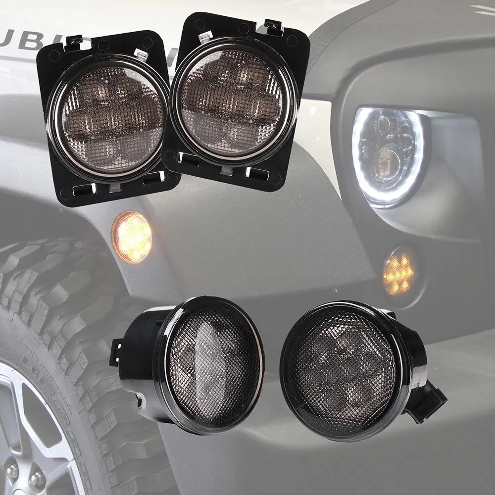 Комбо для 2007 2015 Jeep Wrangler JK дымовая линза Янтарный светодиодный светильник с