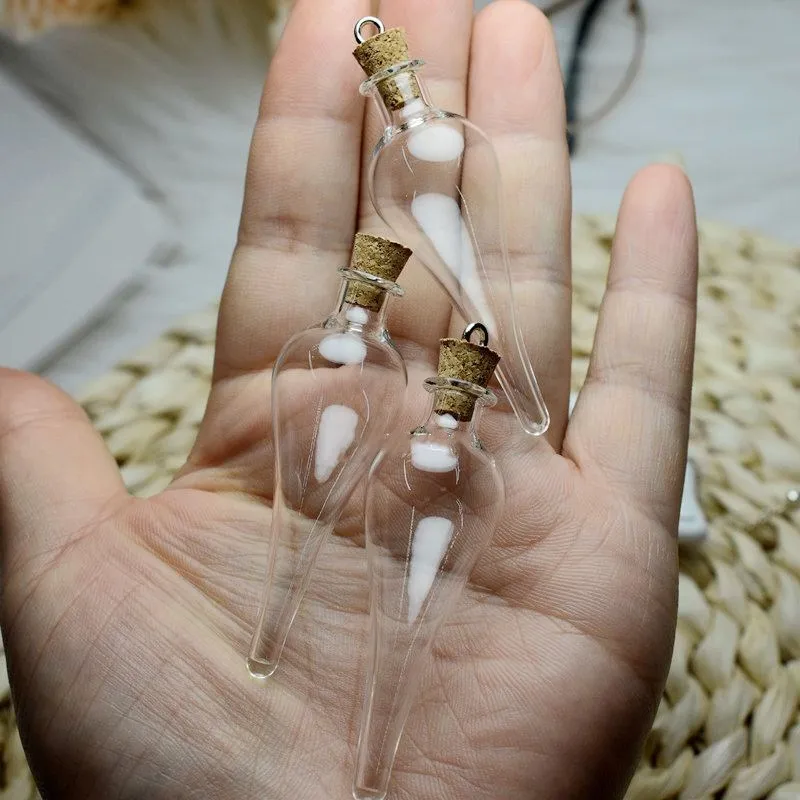 Long Water Droplets Glass Bottles Clear Drifting Bottles Aromatherapy Wishing Bottle Cork Wedding Birthday Party Glass Jars Glass Bottles Aromatherapy Diffuser Bottle
