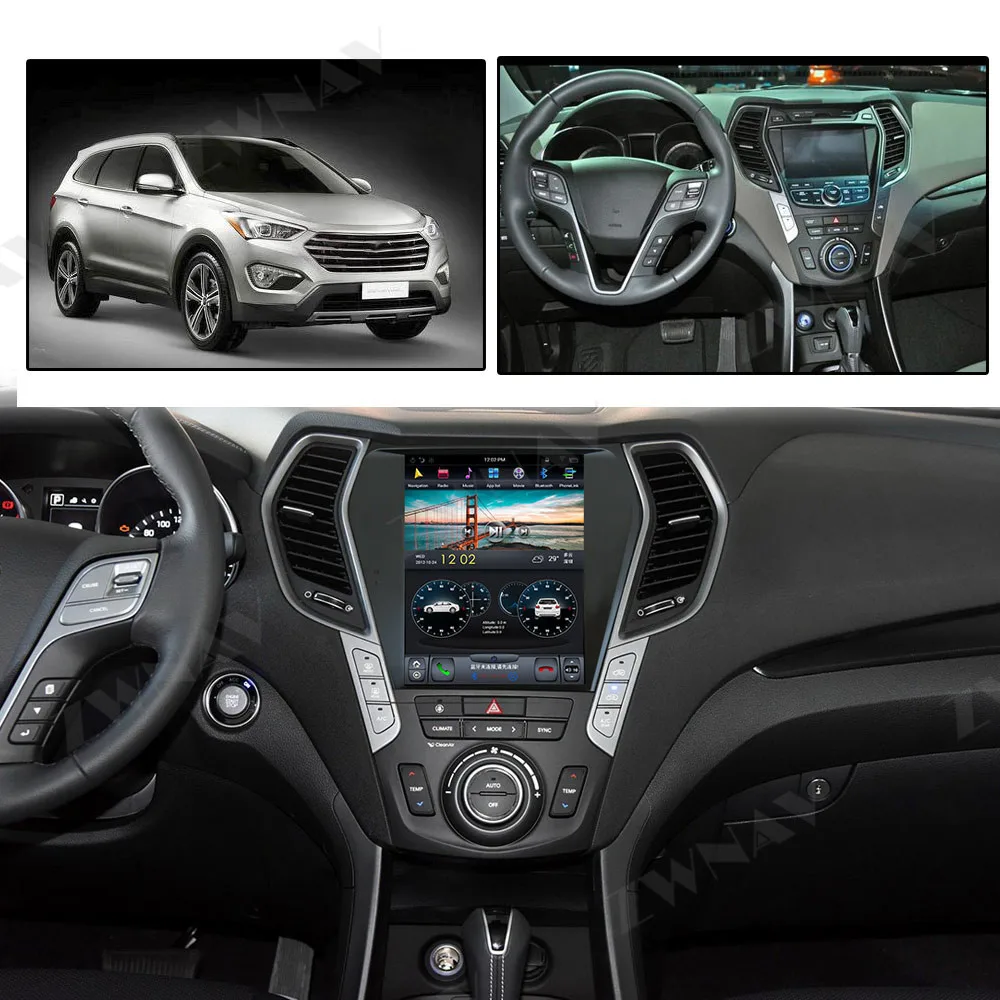Android 9 64+ 4G Tesla с DSP Carplay автомобильный мультимедийный плеер стерео для hyundai IX45/Sante Fe+ авто радио gps навигация