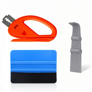 

EHDIS 3pcs Car Tools Carbon Fiber Vinyl Wrap Film Squeegee Scraper Car Sticker Install Kit Cutter Auto Car Styling Accessories