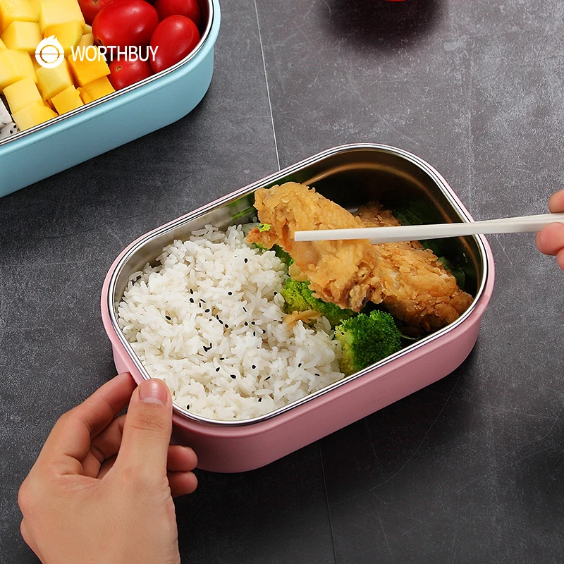 WORTHBUY, японская 304, нержавеющая сталь, Bento Box, микроволновая печь, Ланч-бокс для детей, школьная коробка для фруктов, еда, герметичный контейнер для ланча