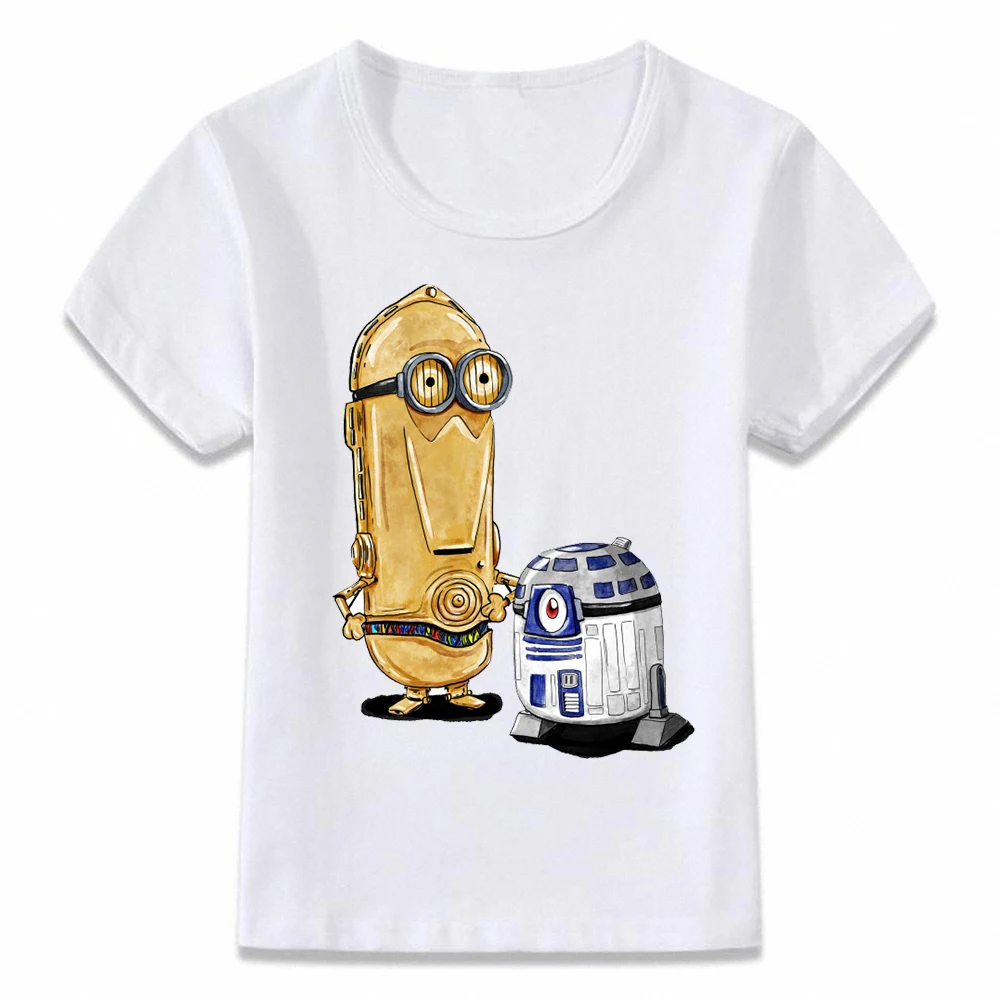 Детская футболка с миньонами R2d2 Cspo Deadpool Spock Wolverine Link Йодой для мальчиков и девочек