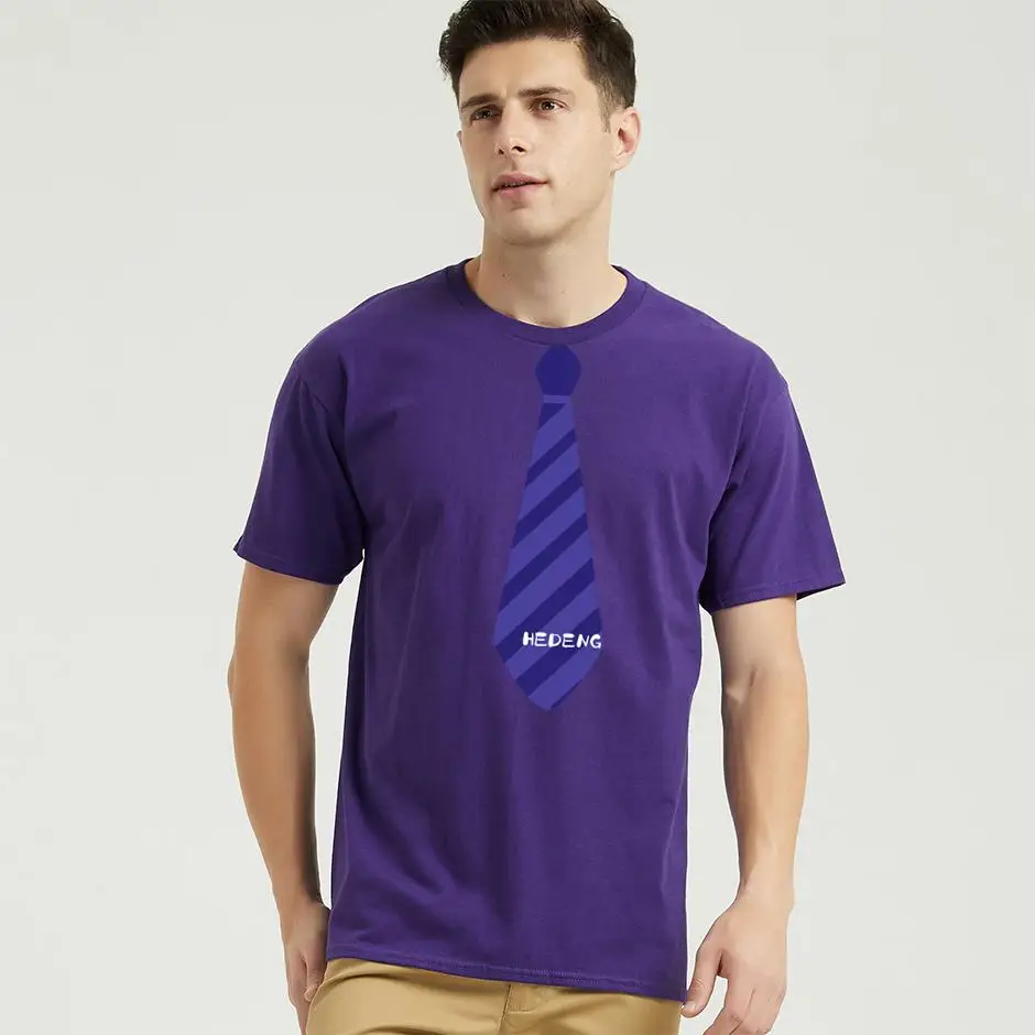 HUDENG Новые футболки мужские футболки Забавный принт галстук футболка мужская хип-хоп Хлопок Уличная футболка Футболки Топы Homme S-XXXL - Цвет: Tie-Purple