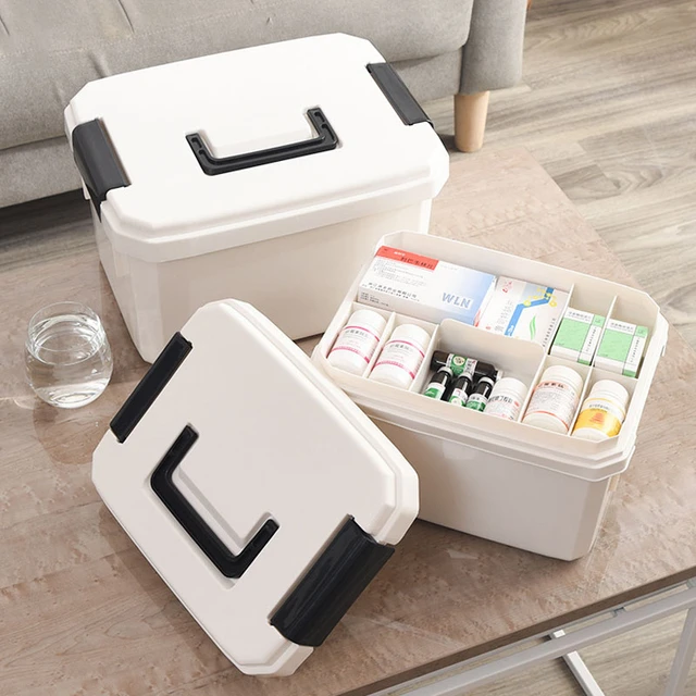 Armoire à médicaments multicouche portable, boîte de rangement en plastique  multifonctionnelle, trousse de premiers soins d'hôpital et de pharmacie -  AliExpress