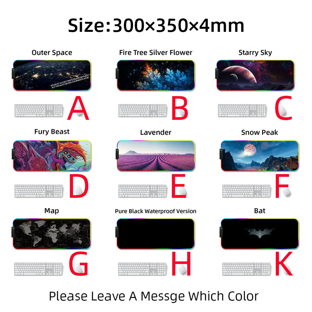 RGB красочный градиентный Коврик Для Мыши для ПК ноутбук игровая Офисная Клавиатура плавный переключатель мигающий стол Нескользящий Резиновый светодиодный светильник - Цвет: 300 350 4mm