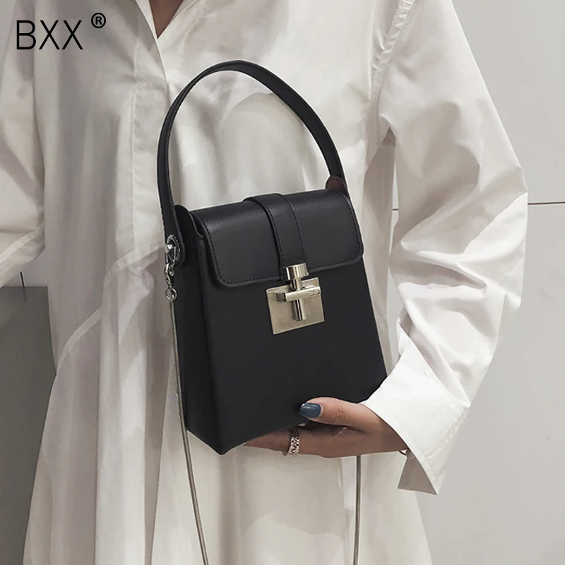 

[BXX] Women's Single Shoulder Crossbody Bag All-match Flap 2019 Summer Chic Lock Catch Chain Package Female Party Handbag HF132