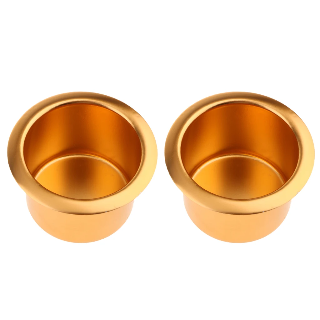 2PCS UNIVERSAL RV BOAT CUP DRINK HOLDER - Stainless Steel Cup Bottle Rack for Boats RV & Campers - Gold, 80x64mm