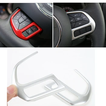 

10 Sets ABS Car Steering Steel Switch Cover Sticker Car Steering Wheel Adjust Button Trim for JEEP Compass Renegade 2017 2018